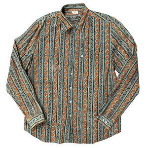 Anokhi Geometric Button Up Shirt Mens Large Cotton Pocket Summer Aztec Boho